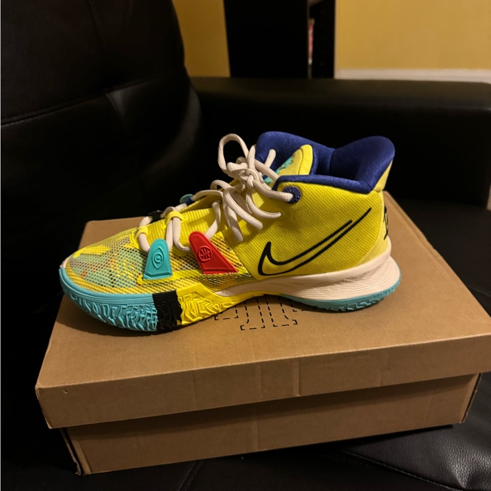 Yellow and Blue Kyrie Irving Basketball shoes